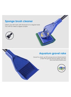 KASTWAVE Aquarium Fish Tank Cleaning Tool Set, SYOSI Glass Fish Tank Fishing Net Algae Moss Scraper, 6-in-1 with Fish Net, Algae Scraper, Spoon Net, Gravel Rake, Plant Fork, Clean Sponge Aquarium Cleaning  - Image 4