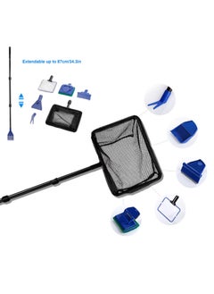 KASTWAVE Aquarium Fish Tank Cleaning Tool Set, SYOSI Glass Fish Tank Fishing Net Algae Moss Scraper, 6-in-1 with Fish Net, Algae Scraper, Spoon Net, Gravel Rake, Plant Fork, Clean Sponge Aquarium Cleaning  - Image 2