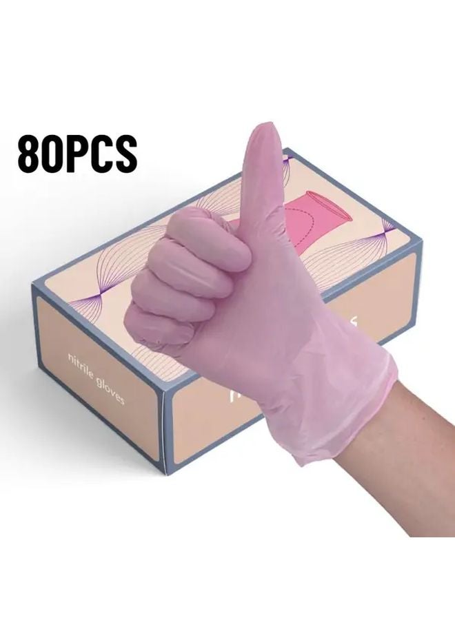 80 Pcs Bulk Disposable Pink Latex Free Plastic Gloves For Cleaning Nail Care Pet Grooming Salon Use - Image 2