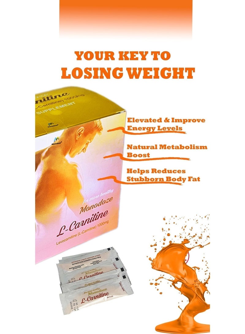 Monodoze L-Carnitine 1000mg Liquid Sachets | Fat Burner & Weight Loss Support | Energy Booster | Muscle Recovery & Physical Performance Support | 30 Ready-to-Drink Sachets | Sugar Free | Pineapple Flavor | Halal Dietary Supplement UAE - Image 2