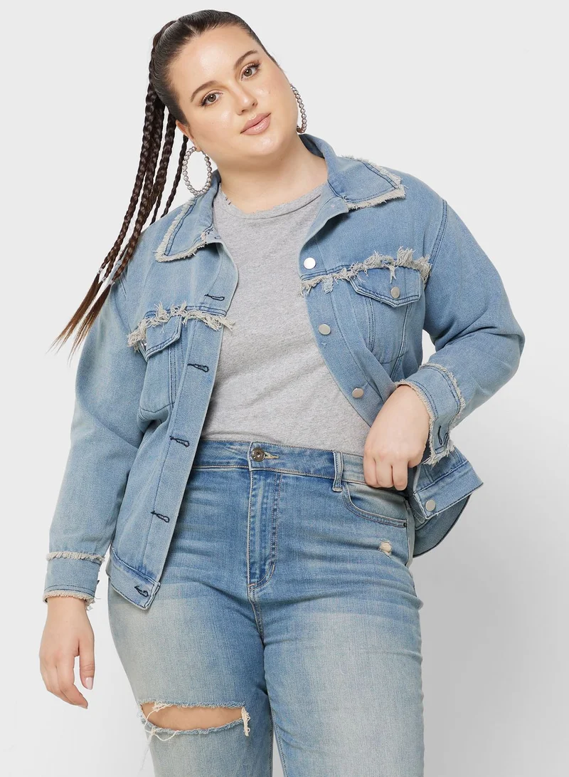 Ginger Plus Raw Edge Trim Detail Oversized Jacket