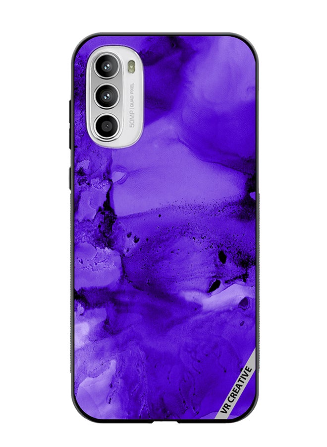 VR CREATIVE Protective Case Cover For Motorola Moto G82 Violet Alcohol Ink Wash Texture On White Paper Design Multicolour - Image 1