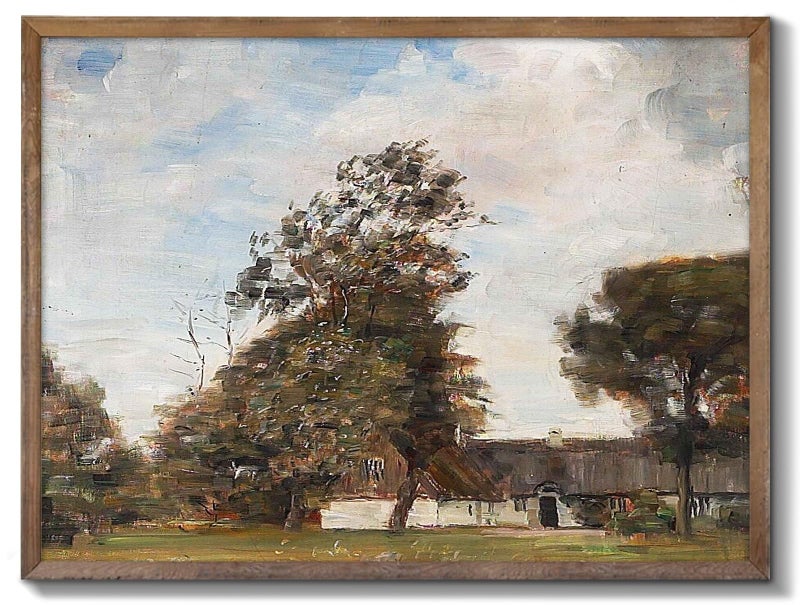 XOCUUI Vintage Cottage Wall Art, Summer Country Landscape Print - Farmhouse Art Poster - Cottage Oil Painting, 8" X 10" Unframed Canvas Prints, Farmhouse Kitchen Office Bathroom Art Wall Decor - Image 1