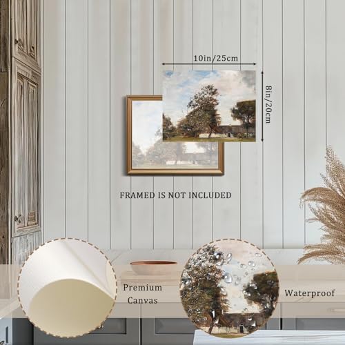 XOCUUI Vintage Cottage Wall Art, Summer Country Landscape Print - Farmhouse Art Poster - Cottage Oil Painting, 8" X 10" Unframed Canvas Prints, Farmhouse Kitchen Office Bathroom Art Wall Decor - Image 3