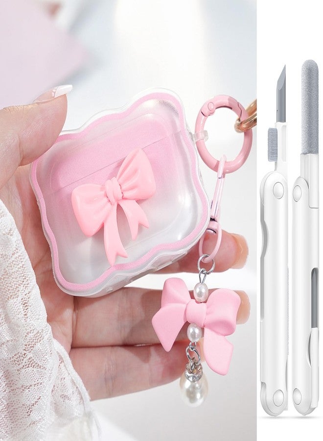 Wowwat Compatible with AirPod Pro 2nd/1st Generation Case Cute 3D Pink Bow with Cute Keychain and Cleaning Pen Kit - Decorable AirPods Case for Girls and Women - Image 1
