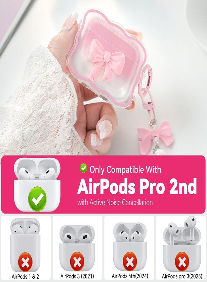 Wowwat Compatible with AirPod Pro 2nd/1st Generation Case Cute 3D Pink Bow with Cute Keychain and Cleaning Pen Kit - Decorable AirPods Case for Girls and Women - Image 4