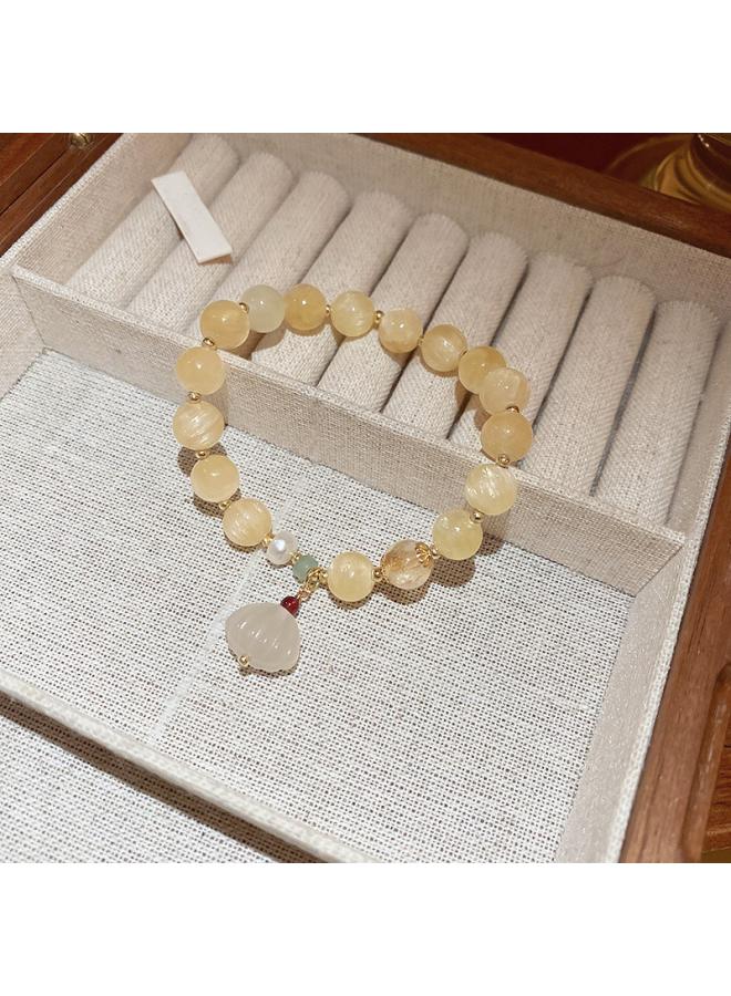 New Chinese Style Agate Freshwater Pearl Lotus Pendant Bracelet Fashion Niche Bracelet All-match Light Luxury Beaded Bracelet For Women 