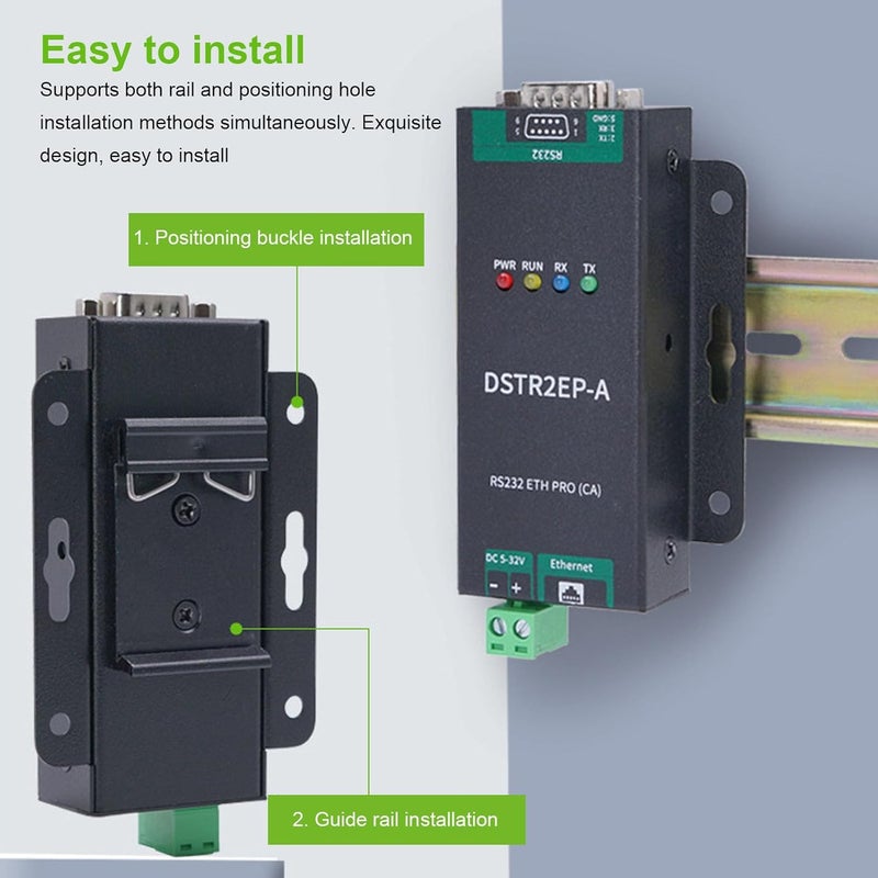 Yunseity RS232 to RJ45 Ethernet Converter, Serial Interface RS232 DB9 Male Head, IP and Address Resolution Static or DHCP, Supports DNS Resolution. - Image 4