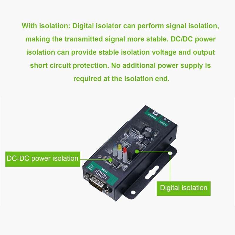 Yunseity RS232 to RJ45 Ethernet Converter, Serial Interface RS232 DB9 Male Head, IP and Address Resolution Static or DHCP, Supports DNS Resolution. - Image 5