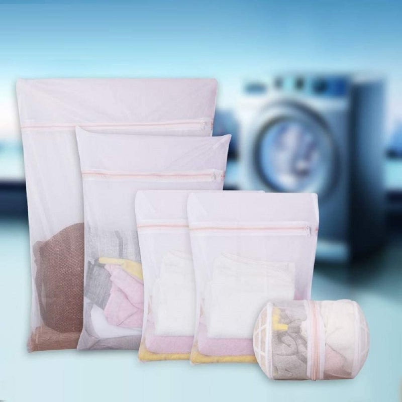 Funeiko Funeiko Mesh Bags for Washing Machine Laundry Wash Bag Mesh Wash Bag Washing Bags for Laundry Washing Bag Mesh Laundry Bag Laundry Bag with Zip Microfiber Mesh Pack of 5 - Image 3