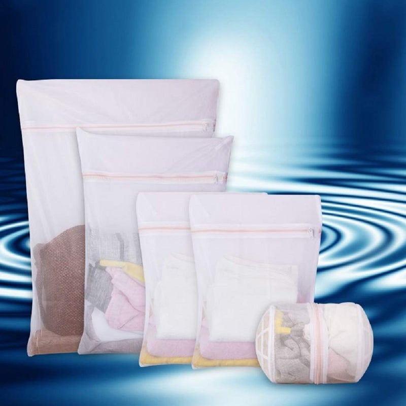Funeiko Funeiko Mesh Bags for Washing Machine Laundry Wash Bag Mesh Wash Bag Washing Bags for Laundry Washing Bag Mesh Laundry Bag Laundry Bag with Zip Microfiber Mesh Pack of 5 - Image 2