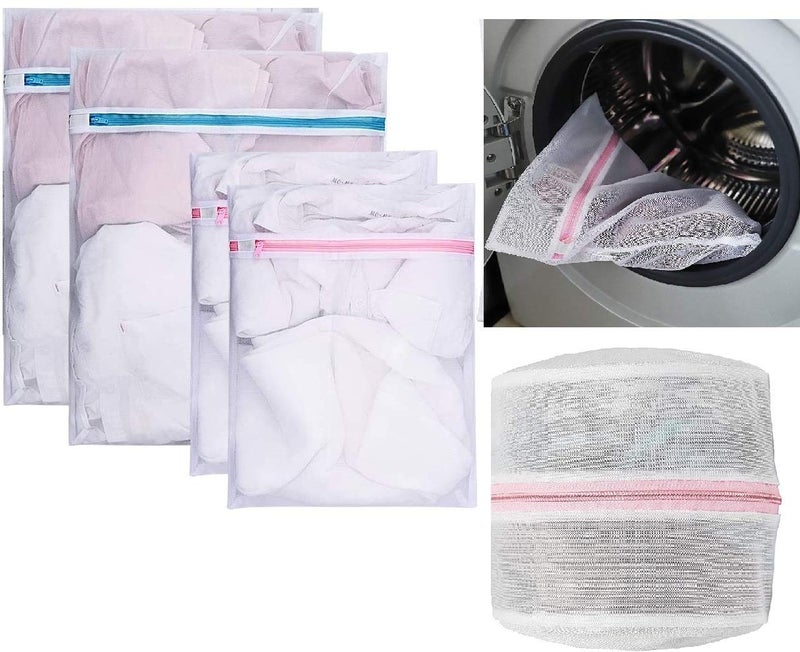 Funeiko Funeiko Mesh Bags for Washing Machine Laundry Wash Bag Mesh Wash Bag Washing Bags for Laundry Washing Bag Mesh Laundry Bag Laundry Bag with Zip Microfiber Mesh Pack of 5 - Image 4