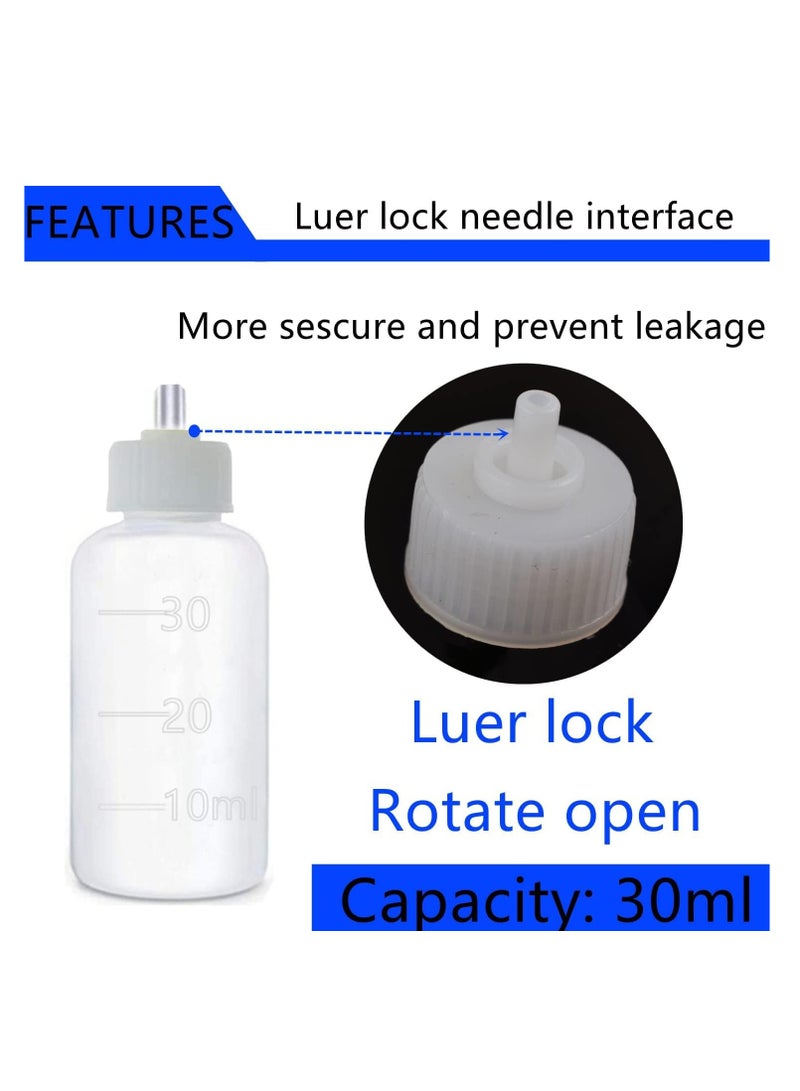 Excefore 6 Pcs Glue Applicator Bottles, 30ml Plastic Squeezable Dropper Bottles with Blunt Needle Tip 14ga 16ga 18ga 20ga for Glue Applications, Paint Quilling Craft and Oil - Image 2