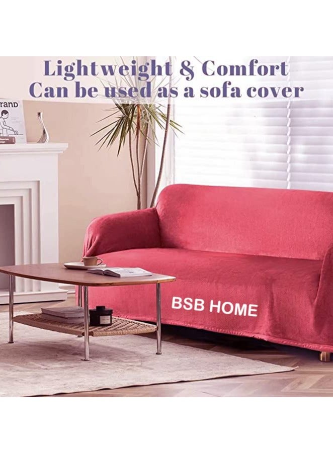 بي اس بي هوم بطانية مزدوجة فاخرة بوزن 300 جرام من BSB HOME® للاستخدام على السرير أو الأريكة أو الكنبة أو أثناء السفر والتخييم | بطانية مكيف الهواء | المقاس: 220 × 230 سم | اللون: أحمر | بطانية سادة من نوع مينك - Image 2