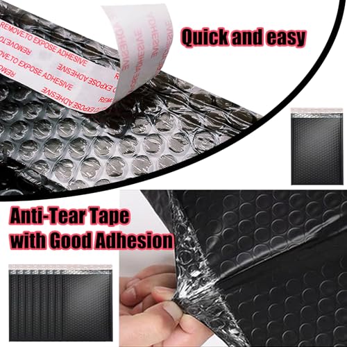xlehoely 50 PCS Bubble Mailers, Black Poly Padded Envelopes, Waterproof Shipping Bags, Self Seal Cushion Envelopes for Mailing, Shipping, Packing, Small Business, 3 Sizes - Image 4