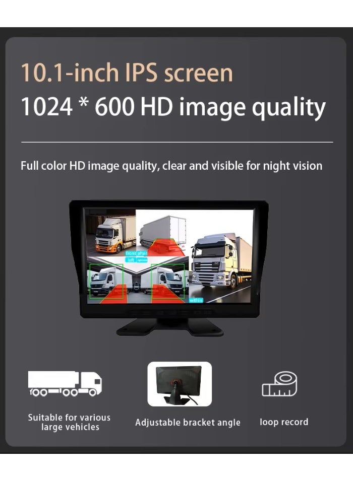 Truck 360 Degrees Driving Recorder 5 Channel AHD 1080p Ip68 5 Camera  Bus 10.1 in Truck Dash Cam BSD - Image 3