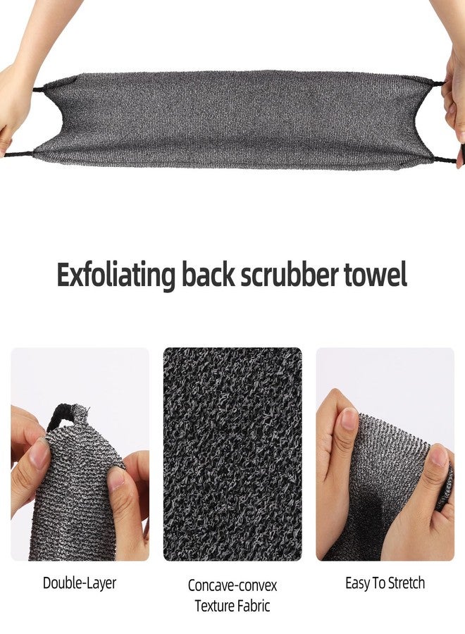 Tecbeauty 2Pcs Exfoliating Back Scrubber with Handles Body Scrubber Towel for Shower Nylon Back Exfoliator Washcloth Washer for Men Women (Gray) - Image 4