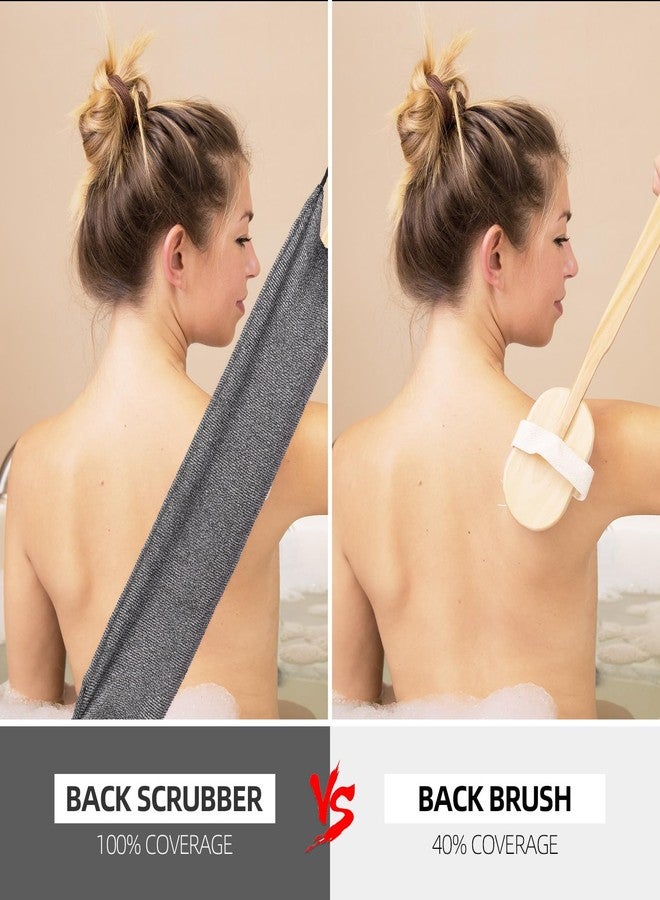 Tecbeauty 2Pcs Exfoliating Back Scrubber with Handles Body Scrubber Towel for Shower Nylon Back Exfoliator Washcloth Washer for Men Women (Gray) - Image 3