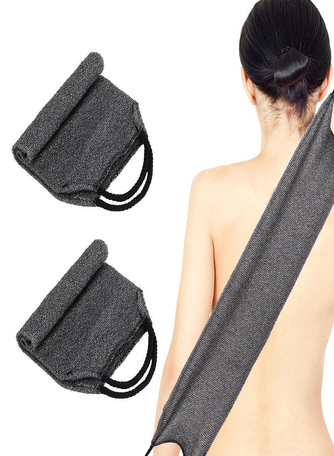 Tecbeauty 2Pcs Exfoliating Back Scrubber with Handles Body Scrubber Towel for Shower Nylon Back Exfoliator Washcloth Washer for Men Women (Gray) - Image 1