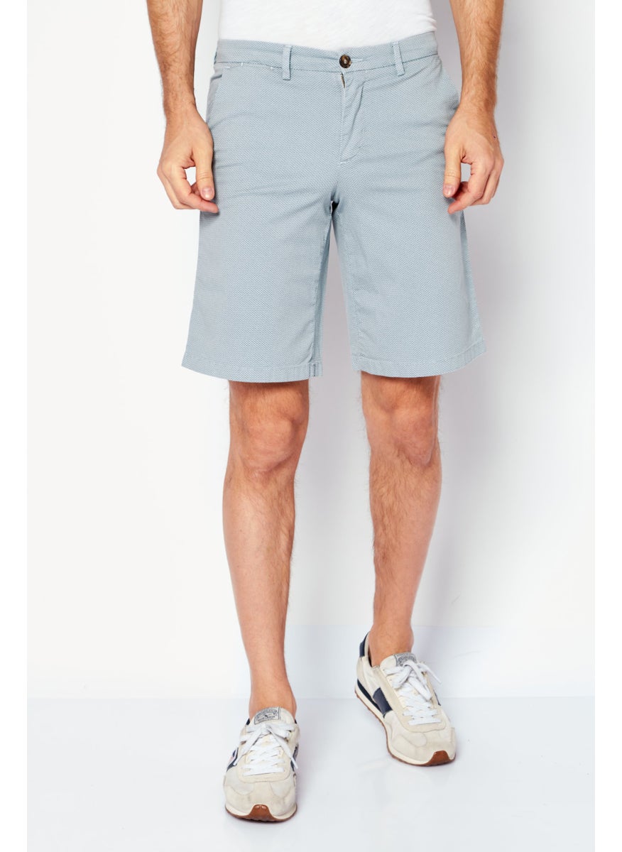 TRUSSARDI JEANS Men Allover Print Basic Shorts, Pastel Blue  - Image 1