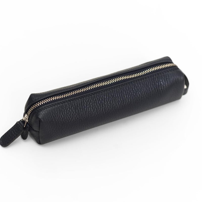 Maruse Pencil Case Italian Grained Leather Zipper Case for Pen and Pencils Work Accessories Made in Italy Navy - Image 2