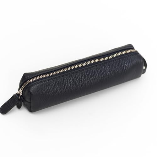 Maruse Pencil Case Italian Grained Leather Zipper Case for Pen and Pencils Work Accessories Made in Italy Navy - Image 1