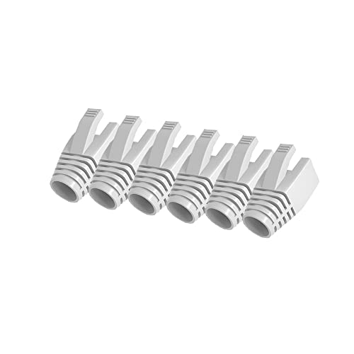 VIVOCH 50 Pcs Cat7 Cat7A Cat8 Strain Relief Boot, RJ45 Plug Connector Cover Modular Network Plug Connector Cap Cable Connector Boots, White - Image 1