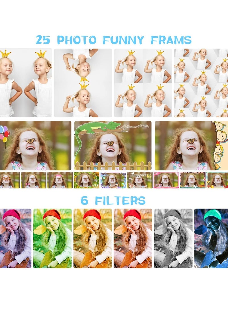 Mini camera, children's digital camera, can take photos and record videos, high-definition high-pixel lens can be flipped (blue)