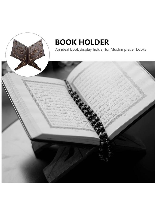 HOMESTAR Foldable Wooden Book Stand, Quran Bible Holder, Reading Bookshelf for Magazine Cookbook Display Prayer Chapel  - Image 2