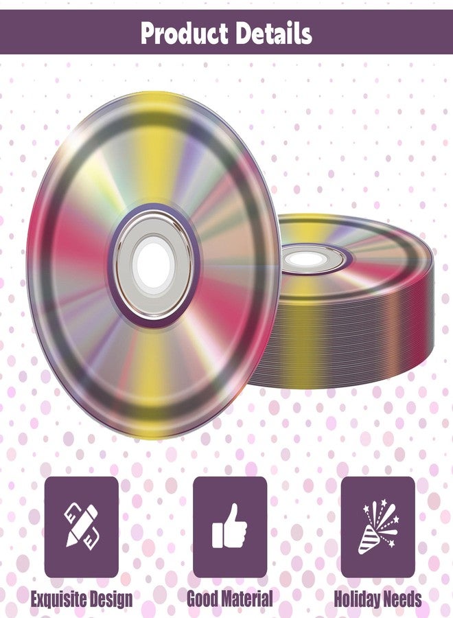 Ysqool 16Pcs CD Paper Plates, 7 In Iridescent 90's Party Plates, Retro 90s Theme Party Decorations, Disposable 1990's Dessert Disc for Back to the 90's Birthday Music Party Supplies - Image 3