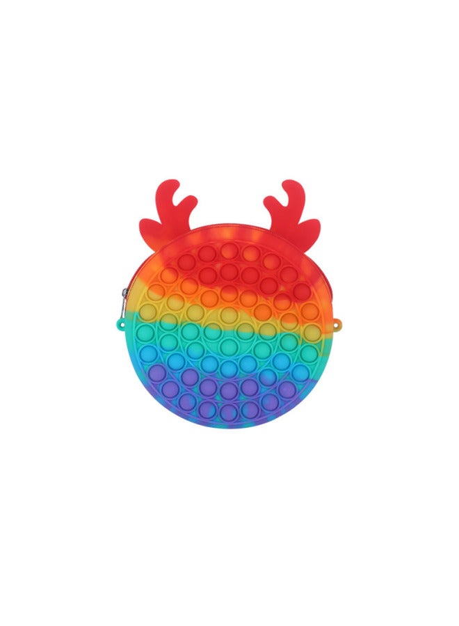 Gopher Pioneer Decompression Toy Full Silicone Material Bubble Press Decompression Toy Animal Cute Shoulder Bag Women's Bag-Color:Red Elk  - Image 1
