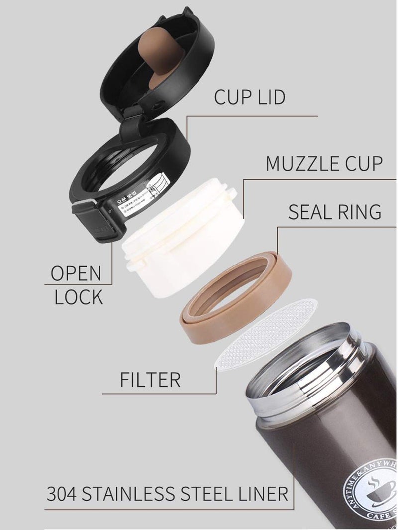Incrizma Imported Insulated Bottle, Water Bottle Insulation Design Lock Portable Stainless Steel and Cold with Filter for Outdoor Office Car (Black, 350 ml) - Image 5
