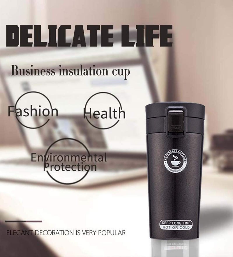 Incrizma Imported Insulated Bottle, Water Bottle Insulation Design Lock Portable Stainless Steel and Cold with Filter for Outdoor Office Car (Black, 350 ml) - Image 2