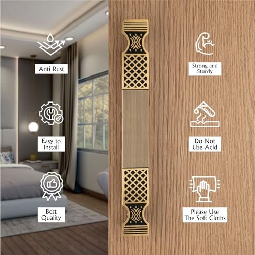 COMPASS 12" Brass Main Door Handle | Door Handles for Main Door | Pull Handles for All The Doors of House | Office | Hotels | PH-VN (Pack of 1, Antique Finish) - Image 4