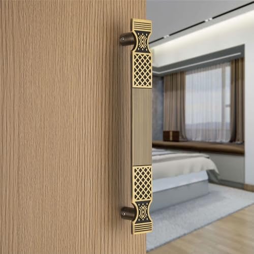 COMPASS 12" Brass Main Door Handle | Door Handles for Main Door | Pull Handles for All The Doors of House | Office | Hotels | PH-VN (Pack of 1, Antique Finish) - Image 1