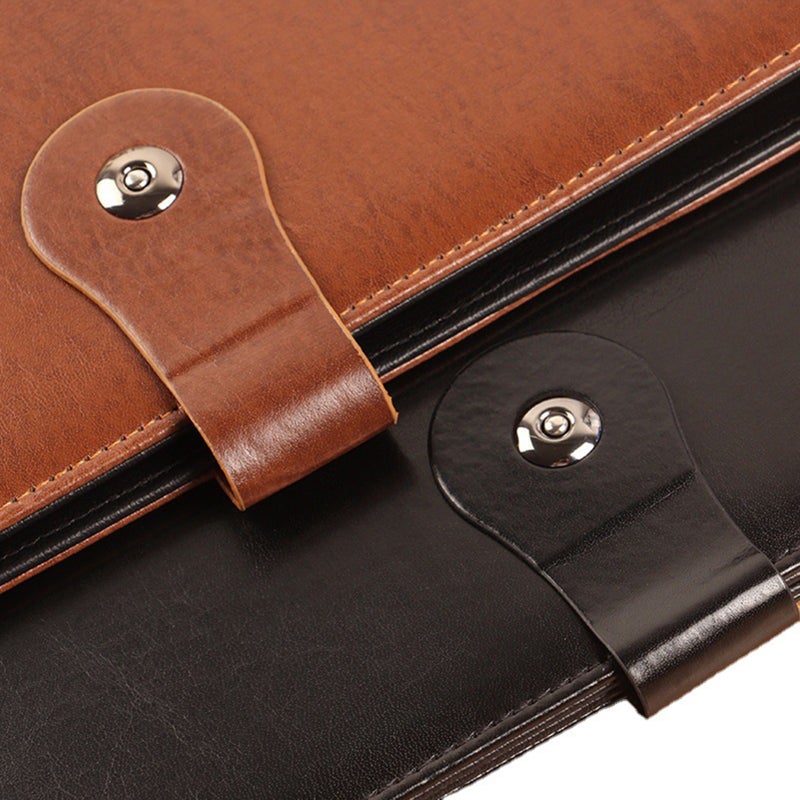 A4 business Leather Portfolio with Calculator Binder Card Slot Manager Office Document Pad Briefcase PU File Folder for Businessman Men Women Student - Image 4