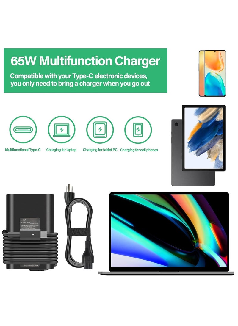 Generic - Slim 65W 45W USB C Charger Adapter Compatible with HP EliteBook X360 1030 G2 G3 G4 1040 G5 G6 Elite x2 1012 Pro 470 640 650 Chrome 11 EE Spectre X360 13 14 Power Supply Multicolor - Image 1