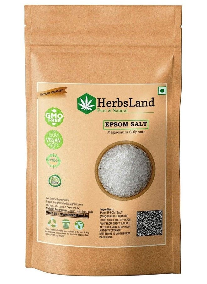 HerbsLand ® Epsom Salt (Magnesium Sulphate) For Muscle Aches Pain Relief Relaxation Spa Treatment For Bathing And Foot Faster Plant Growth Vegetables & Plants Nutrient (200 Gram)  - Image 1