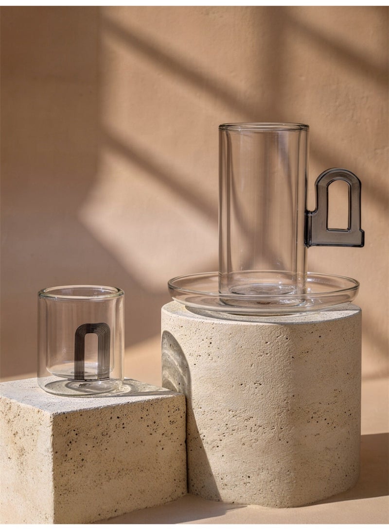 Raz 18 Pcs Tea & Coffee Serving Set – Masjid Arch Printed Double-Wall Cup with Accent Handle & Clear Saucer - Image 2