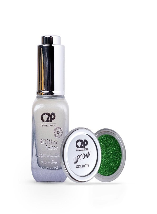 C2P PROFESSIONAL MAKEUP C2P Pro Sparkle Duo Glitter and Glue Kit - Eyeshadow for Eye & Body Makeup | Waterproof, Quick-Drying for Stunning Shimmer Looks (Dazzling Green 39) - Image 1