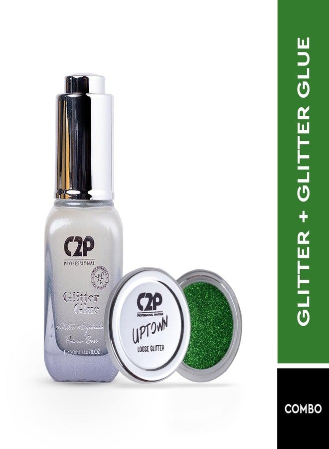 C2P PROFESSIONAL MAKEUP C2P Pro Sparkle Duo Glitter and Glue Kit - Eyeshadow for Eye & Body Makeup | Waterproof, Quick-Drying for Stunning Shimmer Looks (Dazzling Green 39) - Image 2