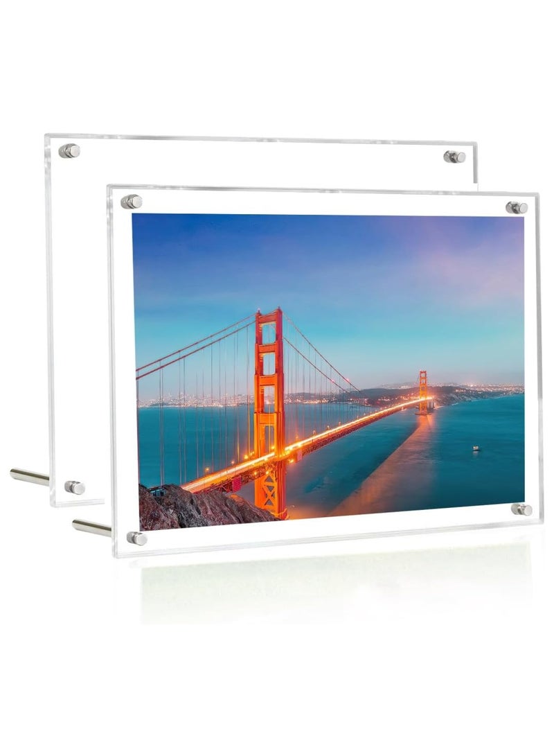 Slasa SLASA 2 Pack Acrylic Photo Frame 8 x 10 Inches – Clear Borderless Plexiglass Picture Display, Frameless Floating Frame for Certificates, Posters, Weddings, Office & Home Décor (Horizontal or Vertical) - Image 1