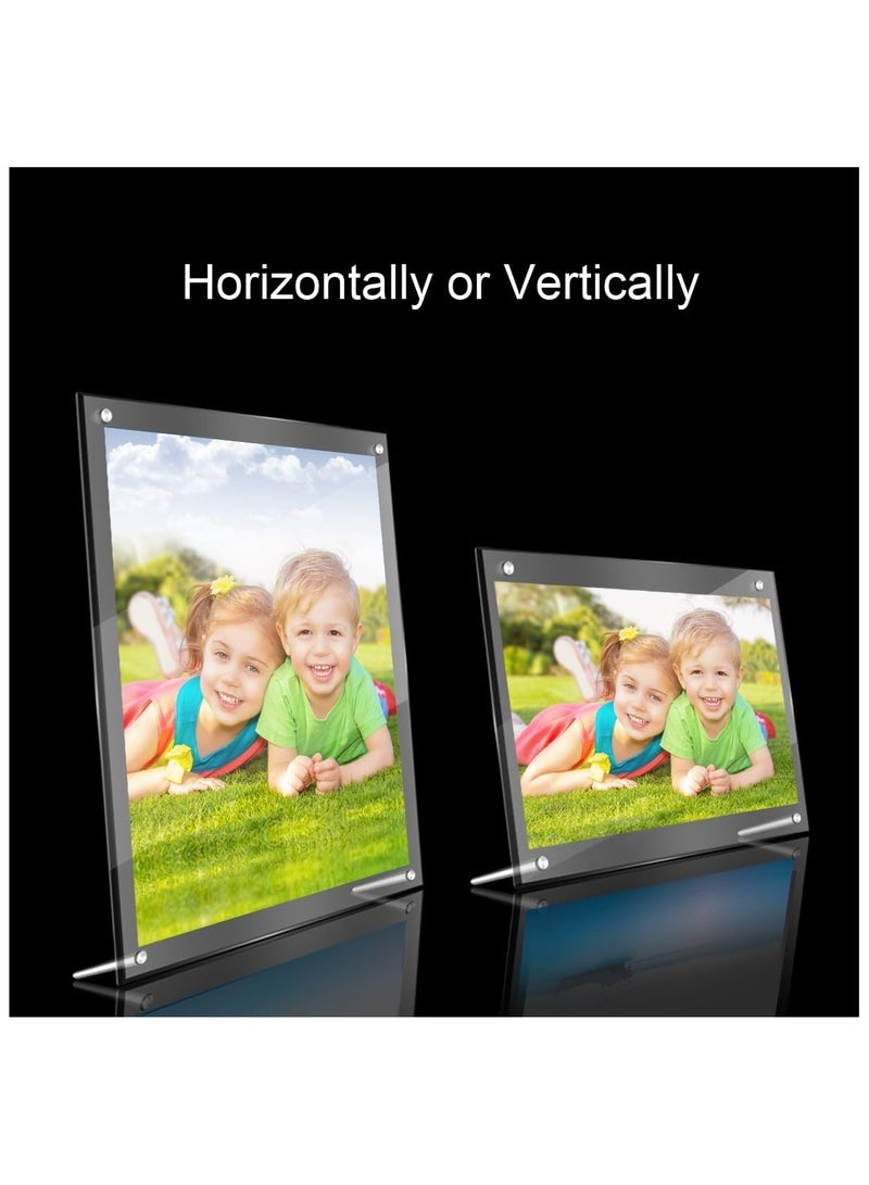 Slasa SLASA 2 Pack Acrylic Photo Frame 8 x 10 Inches – Clear Borderless Plexiglass Picture Display, Frameless Floating Frame for Certificates, Posters, Weddings, Office & Home Décor (Horizontal or Vertical) - Image 2
