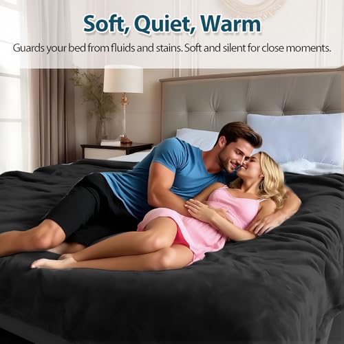 Haltune Lovers Blanket Waterproof and Stain Proof, Black Waterproof Blanket Queen Size 80'' x 60'' for Bed Dry Protection, Reversible and Leakproof Throw Blanket - Image 2