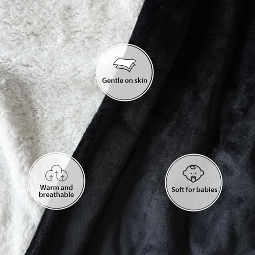 Haltune Lovers Blanket Waterproof and Stain Proof, Black Waterproof Blanket Queen Size 80'' x 60'' for Bed Dry Protection, Reversible and Leakproof Throw Blanket - Image 3
