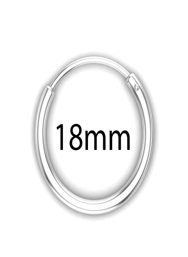 Mahi Rhodium Plated Plain Round Hoop Bali Earrings for Men (ER1109837RMen18mm) - Image 4