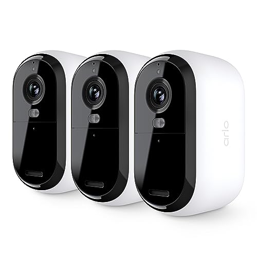 Arlo Essential Security Camera 2K | Outdoor - Indoor | 2nd Gen | Wireless with Spotlight, 2-Way Audio, Color Night Vision, Live Stream, Motion Activation, Real Time Notifications - White, 3 Cameras - Image 1