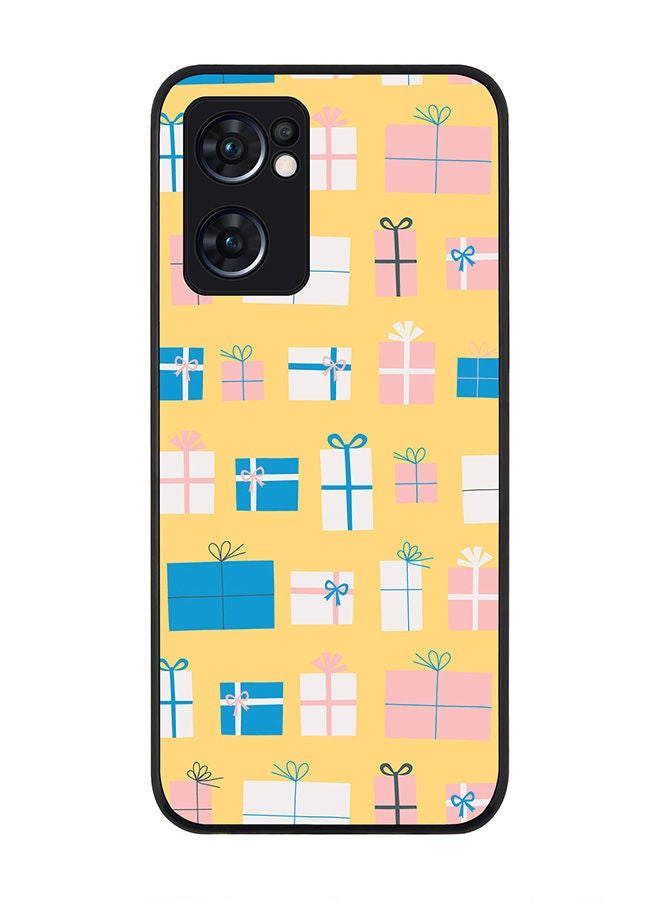 Stylizedd Rugged Black edge case for Oppo Reno7 5G  Slim fit Soft Case Flexible Rubber Edges Anti Drop TPU Gel Thin Cover - Wrapped Presents - Image 1