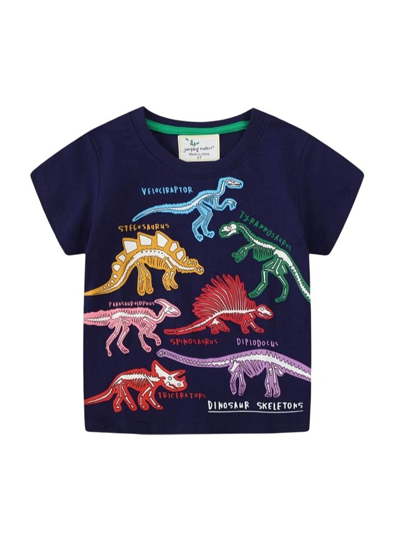 Muyixin - Toddler Boy Glow in The Dark Shirt Kids Cartoon Dinosaurs Sharks Short Sleeve T-Shirt Tops - Image 1