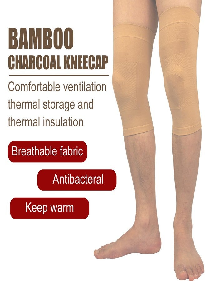 TOFLY Knee Sleeves, 1 Pair, Could Be Worn Under Pants, Lightweight Knee Compression Sleeves for Men Women, Knee Brace Support for Joint Pain Relief, Arthritis, ACL, MCL, Sports, Injury Recovery, Beige M - Image 5